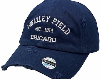Wrigley Field Chicago 1914 Vintage Hat Buckle Back Blue