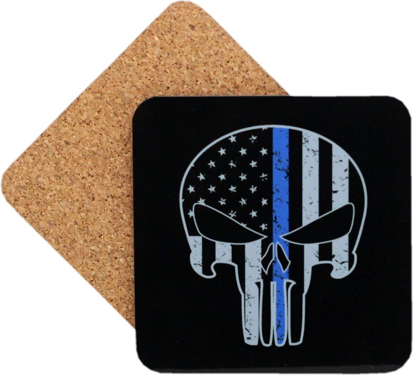 Punisher Blue Line Coaster With Cork Back 4 Pack Hardboard - Etsy