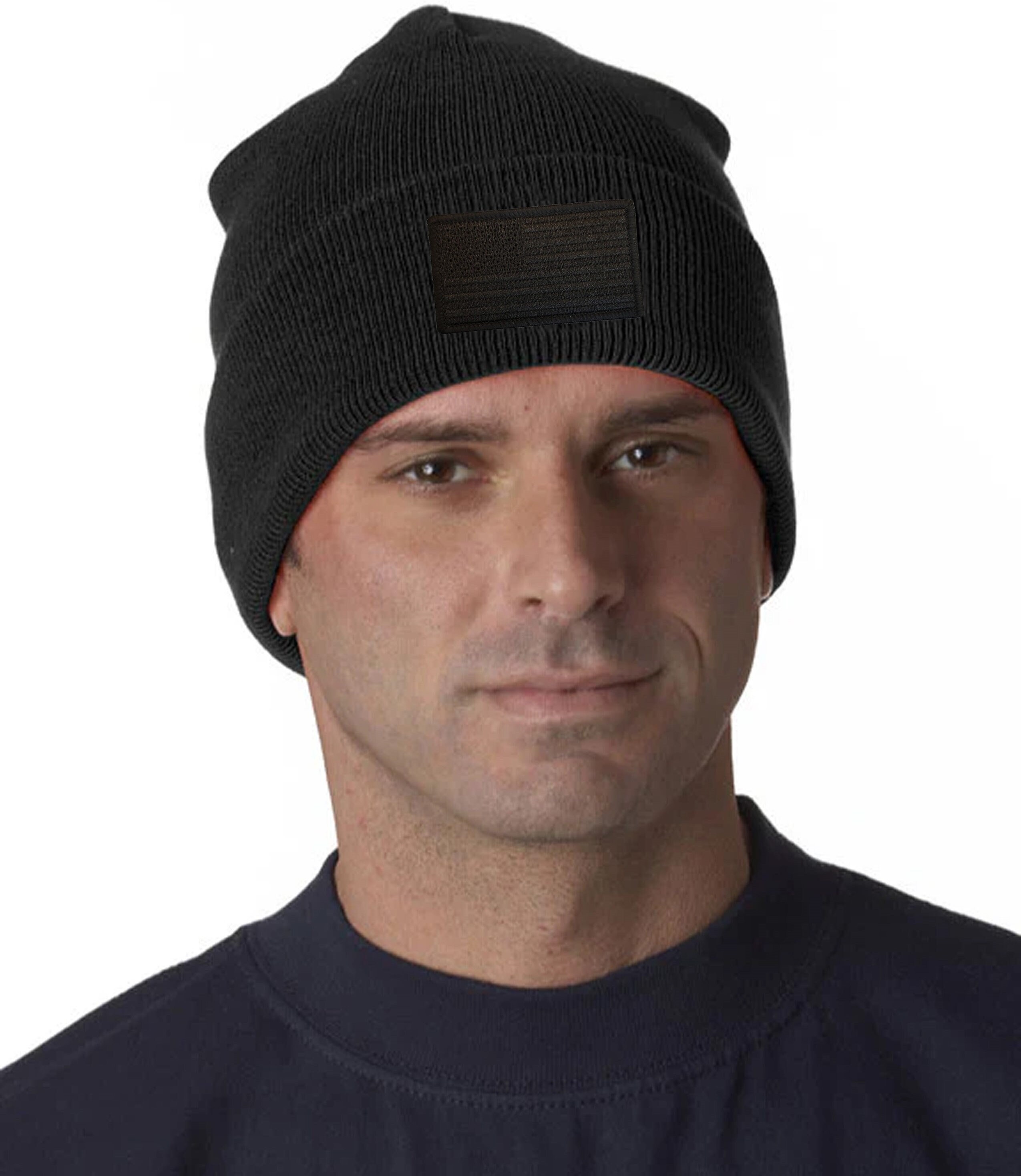 The Cashmere Project Black Beanie with American Flag Patch american flag beanie products for sale | eBay main image 4