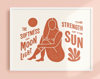 Sun and Moon Feminist Art Print: Women Empowerment Wall Decor