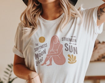 Artful Femininity Tee | Feminist SelfLove Shirt, Artful Feminism T-Shirt, Feminity Gift Sun Moon Shirt, DivineFeminine Gift Femininity Shirt