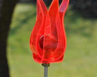 Tuinpaal zonnevanger roestvrij staal stele tulp