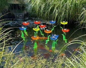 Gartenstecker Sonnenfänger Edelstahl Stele Seerose