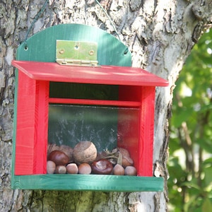 Eichhörnchen Futterkasten Futterhaus rot/grün Bild 1