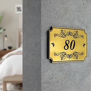 Bsign - Hotel Door Number - Apartment Door Plaques - Gold Door Sign - Flat Numbers - Room Numbers Sign