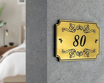 Bsign - Hotel Door Number - Apartment Door Plaques - Gold Door Sign - Flat Numbers - Room Numbers Sign