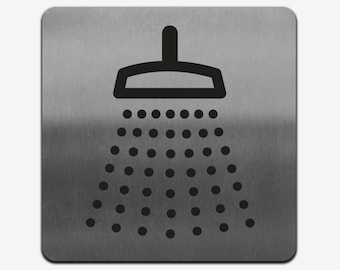 Bsign - Shower room sign - Metal Sign Shower Sticker - Bathroom signage - Stainless Steel Decals