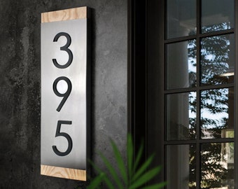Bsign - Modern House Number Plaque - Metal Address Sign - Stainless Steel Plates