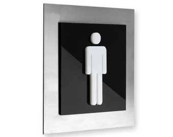 Bsign - Metal WC Sign - Men - Modern Toilet Plaque - Restroom Door Plate