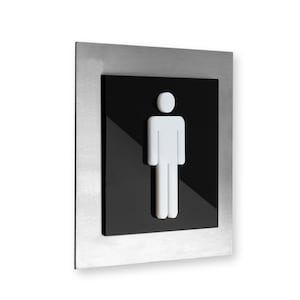 Bsign - Metal WC Sign - Men - Modern Toilet Plaque - Restroom Door Plate