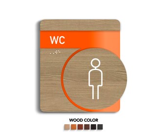 WC Men Restroom -  Information icon signs Plate for office and hotel  - "Downhill" Design