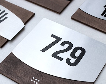 Personalized Wood & Steel Door Number Plaque: Office, Hotel, Home