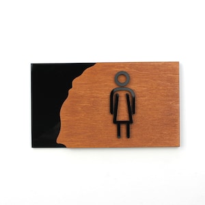 Bsign - Ladies Bathroom Sign - Restroom Decor Signs - Modern Toilet Door Signage image 4