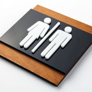 Bsign - WC restroom sign, wc door sign, modern Signage WC, Wooden Toilet Sign, Bathroom Signs, Toilet Sign, All Gender Sign, WC decor