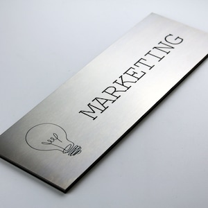 Bsign - Door Office Sign - One Line - Modern Custom Metal Sign - Personalized Wall Door Name plate - Stainless Steel