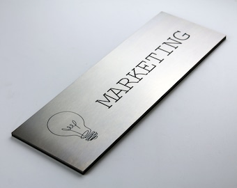 Bsign - Door Office Sign - One Line - Modern Custom Metal Sign - Personalized Wall Door Name plate - Stainless Steel