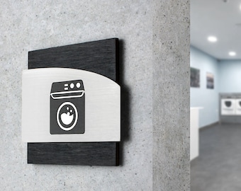 Bsign - Laundry Room Sign - Metal Door Signs - Wood Laundry Plate