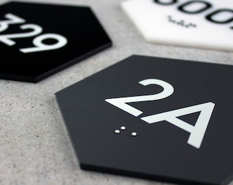 Custom Acrylic Door Number Sign: Braille Font, Apartment, Hotel
