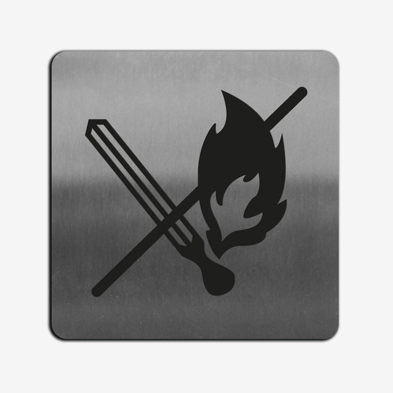 Fire Safety stainless steel Decals Metal Sign No Fire sticker