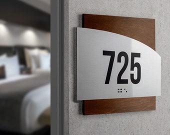 Bsign - Apartment Door Numbers - Wave Design Signs - Metal Office Door Plate