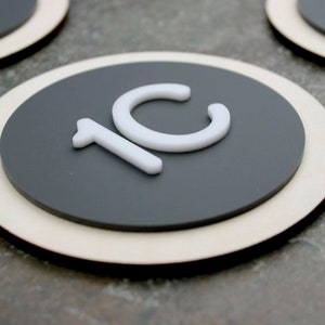 Bsign - Round Apartment Numbers Sign - Hotel and Condominium Door Signage - Appartment number plaque - Modern Signs