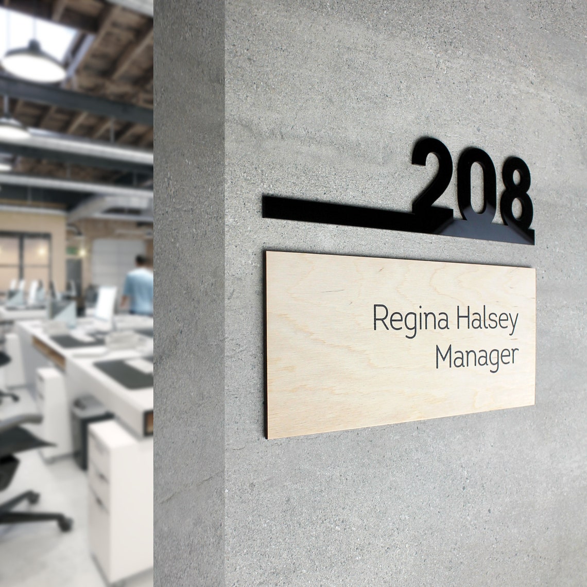 Custom Wood Office Sign: Acrylic Business Name Plate - Etsy