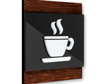Bsign - Kitchen Door Sign - Coffee Wall Decor - Wood Plate