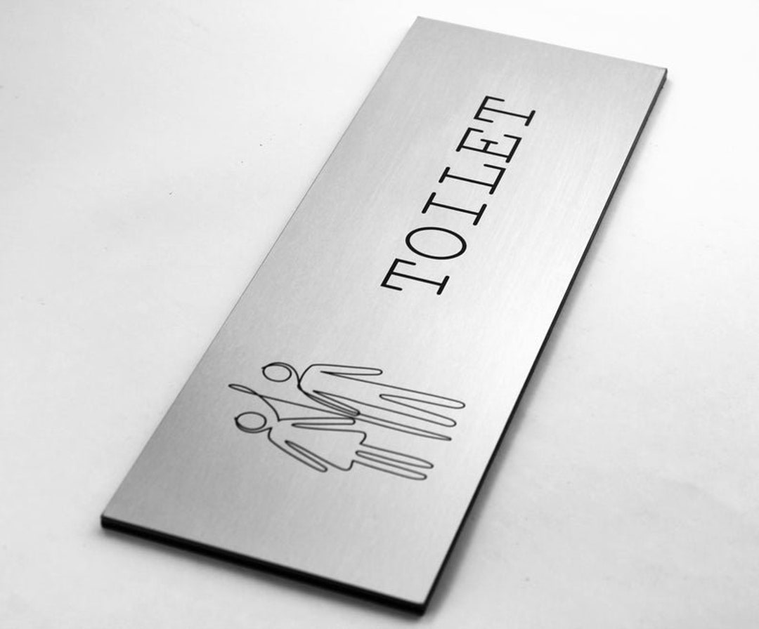 Bathroom Toilet Sign Restroom Door Office Sign One Line Etsy
