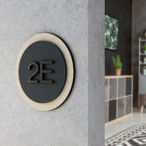 Round Bsign - Modern Hotel Condo Door Number Sign - Apartment Number ...