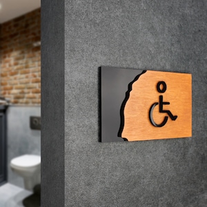 Bsign - Wheelchair Accessories Sign - Restroom Door Sign - Handicap Bathroom Sign
