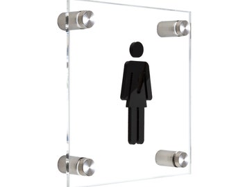 Bsign - Women Restroom Sign - Acrylic Bathroom Plate - WC Toilet Door Plaque