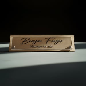 Wooden  Acrylic Desk Name plate Sign - Office  Home Office Decor