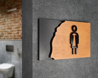 Bsign - Letrero de baño para damas - Letreros de decoración de baños - Señalización moderna para puertas de inodoros