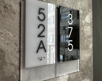 Custom Unit Door Number Sign |  Office Plaque | Modern Hotel and Apartment Door Sign