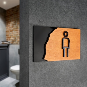 Bsign - Men Bathroom Sign - Modern Toilet Door Signage - Restroom Decor Signs