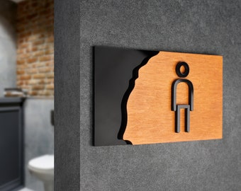 Bsign - Men Bathroom Sign - Modern Toilet Door Signage - Restroom Decor Signs