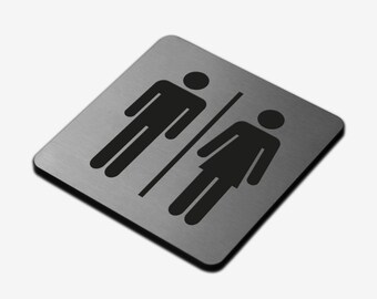 Bsign - Restroom Sign Metal Metal - Bathroom Sign Pictogram - Stainless Steel Decals - WC Door Sign