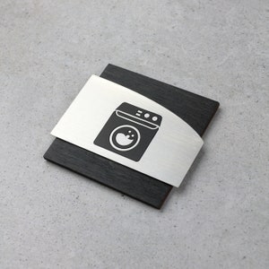 Bschild - Metall und Holz Wäsche Schild, Holz Wäsche Teller, Wäsche Wanddekor, Wäsche Symbole, Waschküche Aufkleber, Hotel Schild