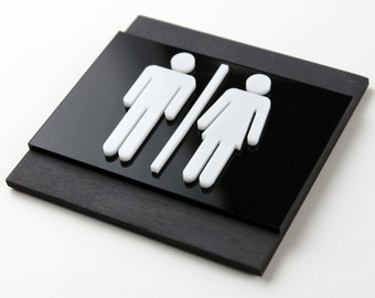 Bsign - Restroom Sign - WC Toilet Sign - Modern Bathroom Decor Signs - Bathroom Figures - Female and Male Bathroom Signs