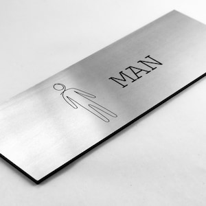 Bsign - Metal Toilet Sign - Restroom Door Sign, Bathroom Steel Signage, Modern Signage WC, Personalized Stainless steel Door Plaque
