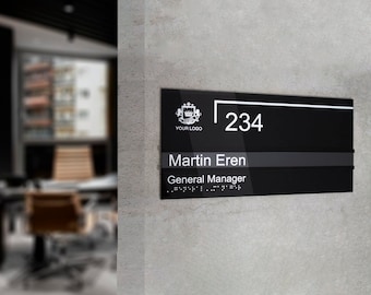Custom Nameplate Sign with font Braille, Business Sign, Name Door Plate, Teacher Name Plate, Office Door Sign, Braille Sign, Door Sign