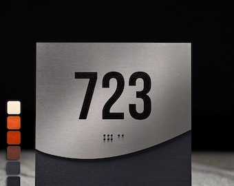 Personalized Wooden & Steel Door Number Sign: Modern Office, Hotel, Home