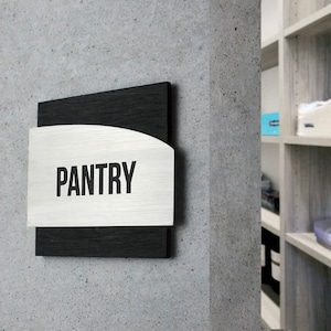 Bsign - Pantry Door Sign - Metal Pantry Room Decal - Wood Labels
