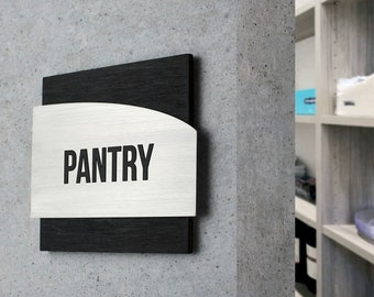Bsign - Pantry Door Sign - Metal Pantry Room Decal - Wood Labels