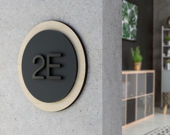 Bsign - Round Apartment Numbers Sign - Hotel and Condominium Door Signage - Appartment number plaque - Modern Signs