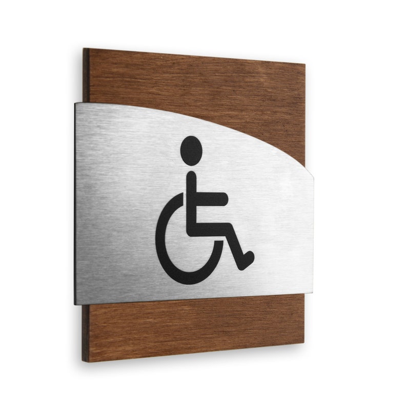 Wheelchair Restroom Sign Steel Handicap Symbol Toilet Etsy