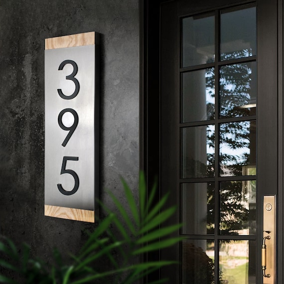 Bsign - Modern House Number Plaque - Metal Address Sign - Stainless Steel Plates