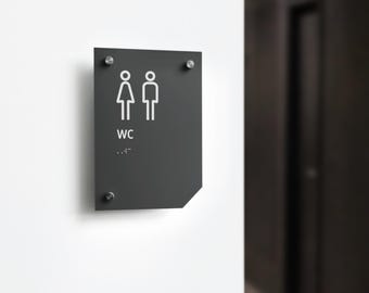 Acrylic Restroom Sign: All Gender Toilet Plaque, Custom Door Sign