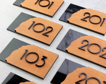 Wooden Door Numbers - Bsign Room Plate - Apartment Number Sign - Wood Number Plaque