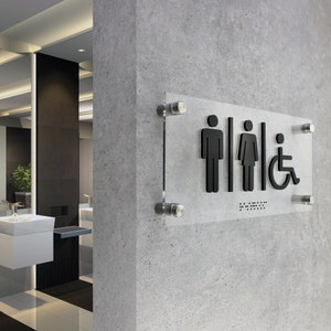 Bsign - Restroom Sign with ADA - Toilet Door Plaque  - All Gender Restroom Plate - Acrylic All Gender Sign
